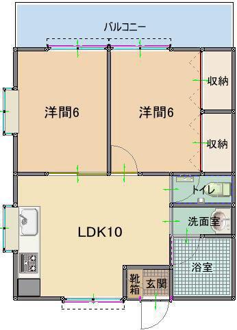 メゾンユートピア(2LDK/2階)の間取り写真