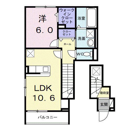 プロムナード・K(1LDK/2階)の間取り写真