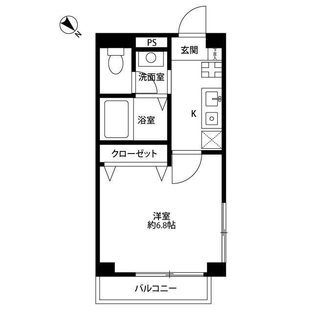 アンプルールフェール上永谷(1K/1階)の間取り写真