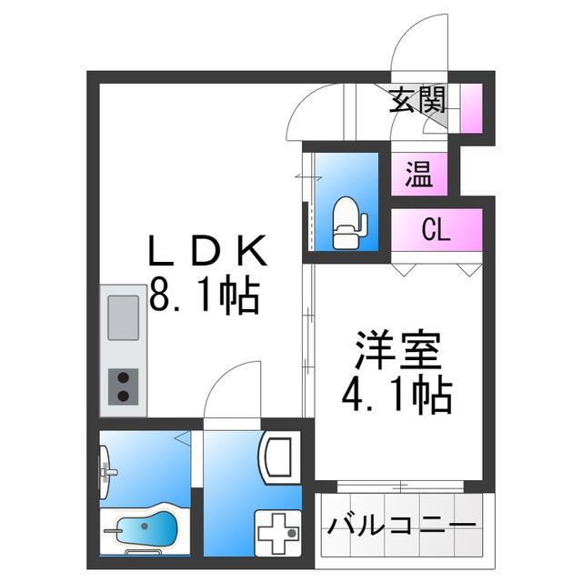ローズガーデン矢田(1LDK/2階)の間取り写真
