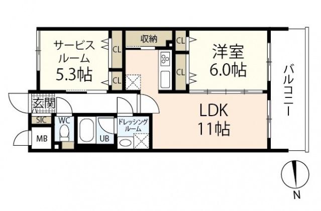 セントラルアヴェニュー田町(2LDK/12階)の間取り写真