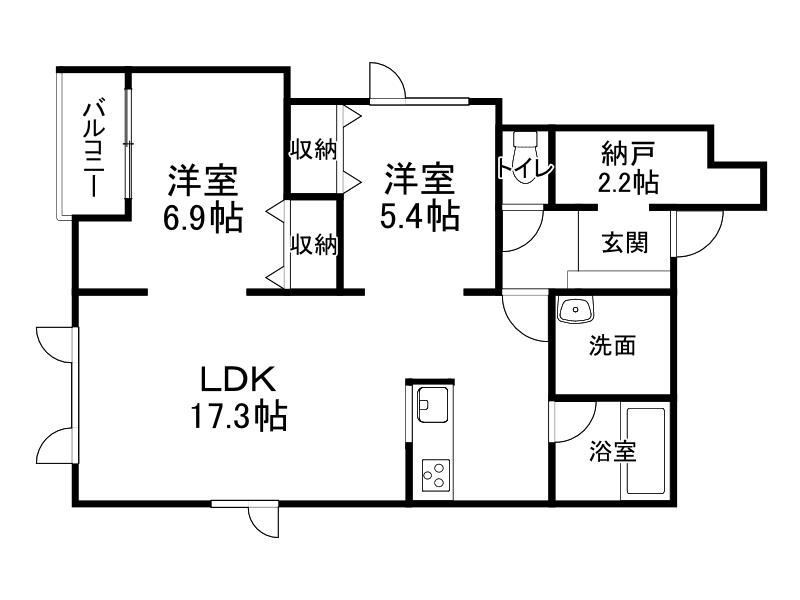 RIVIERE(2LDK/1階)の間取り写真