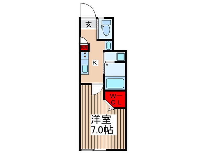 ミハス浦和(1K/1階)の間取り写真