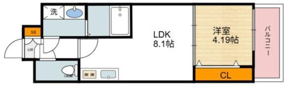 ATLAS加賀屋(1LDK/8階)の間取り写真