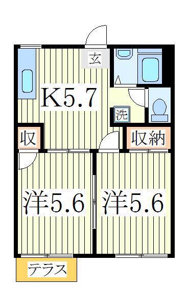 コーポ藤(2K/1階)の間取り写真