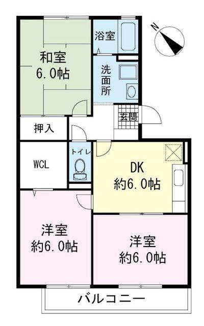 ハイクレスト(3DK/1階)の間取り写真