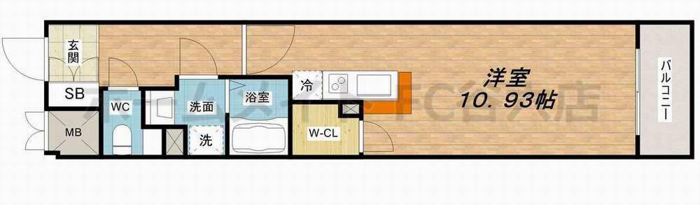 アクアプレイス上本町(1K/2階)の間取り写真