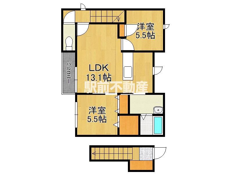 ソレイユ松原(2LDK/2階)の間取り写真