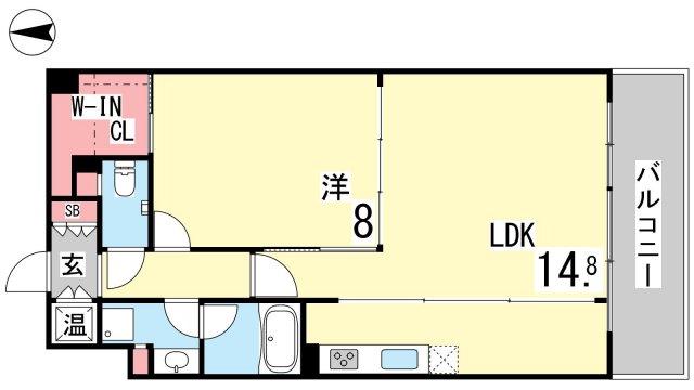 サニープレイス西芦屋2号館(1LDK/8階)の間取り写真