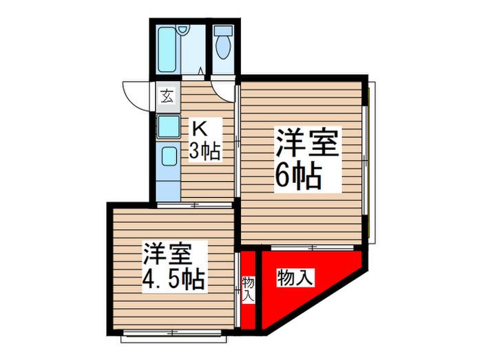 真島ビル(2K/3階)の間取り写真