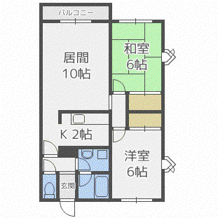 パレス杉都B棟(2LDK/3階)の間取り写真