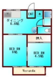 西川アパート(2DK/1階)の間取り写真