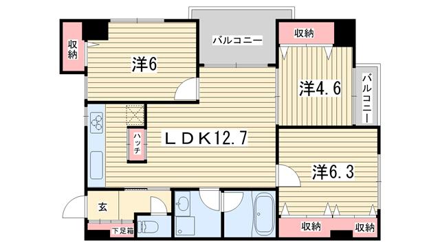 シンフォニー御所南(3LDK/2階)の間取り写真