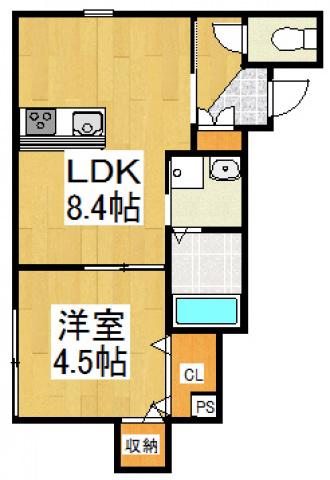 ラシーネ所沢(1LDK/1階)の間取り写真