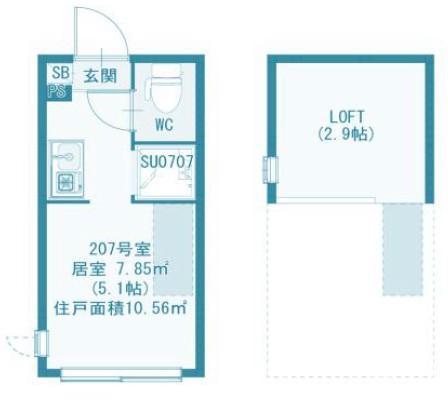 1ST PLACE 松庵(ワンルーム/2階)の間取り写真