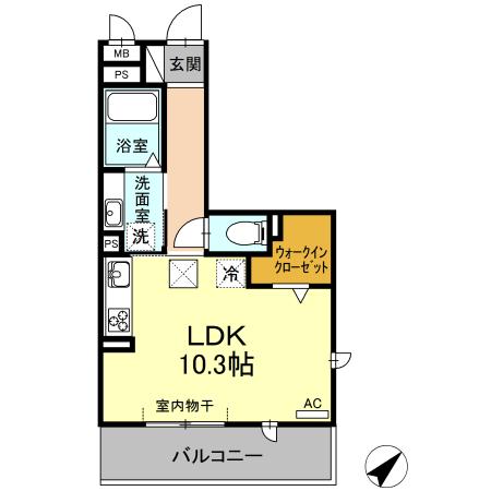 マルベリー(ワンルーム/3階)の間取り写真