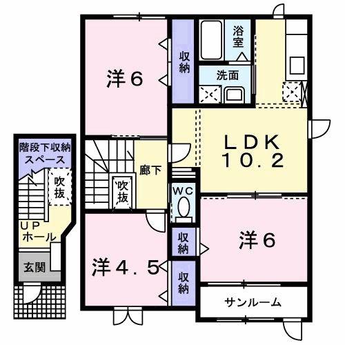 コーモド(3LDK/2階)の間取り写真