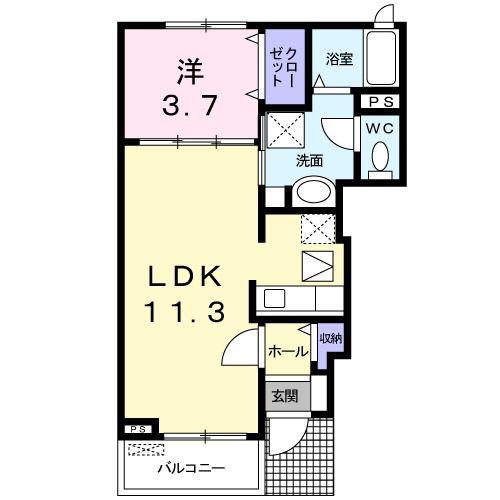 セレノジュール(1LDK/1階)の間取り写真