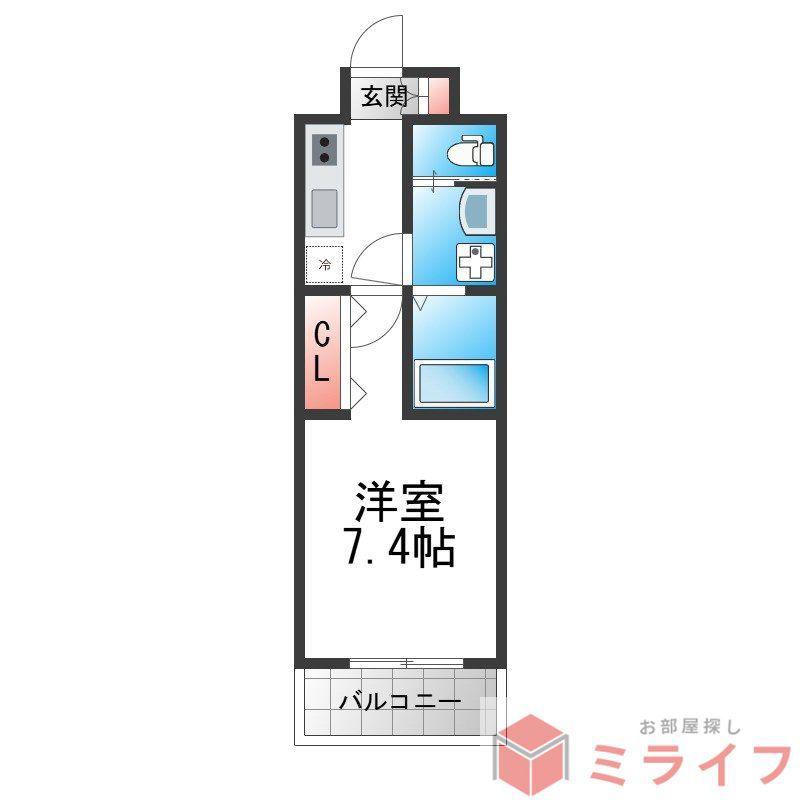 レクシア平野(1K/3階)の間取り写真