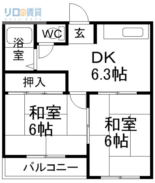 茶谷マンション(2DK/3階)の間取り写真