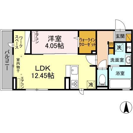 ソル ド レーヴ アッシュ(1LDK/2階)の間取り写真