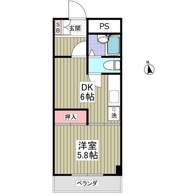 館林ガーデンヒルズ(1DK/2階)の間取り写真