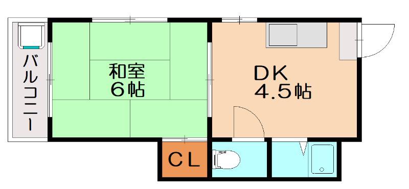 ハイネス壱番館(1DK/1階)の間取り写真