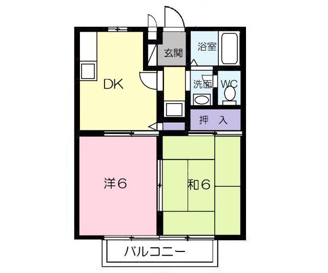 エステート三成B(2DK/2階)の間取り写真