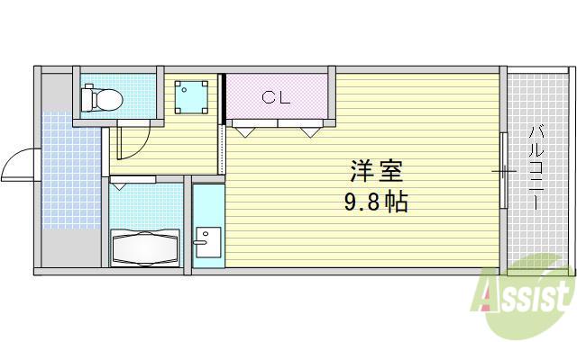 モアメゾンⅢ(ワンルーム/3階)の間取り写真