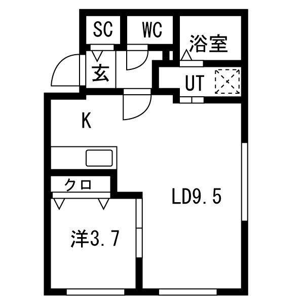 ヴィクトワール麻生(1LDK/3階)の間取り写真