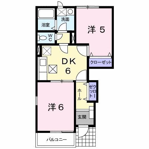 ラ・プラージュミューズ(2DK/1階)の間取り写真