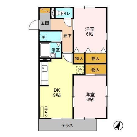 ハイム寿々(2DK/1階)の間取り写真