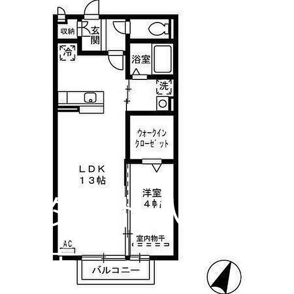 セジュール大村中央(1LDK/1階)の間取り写真