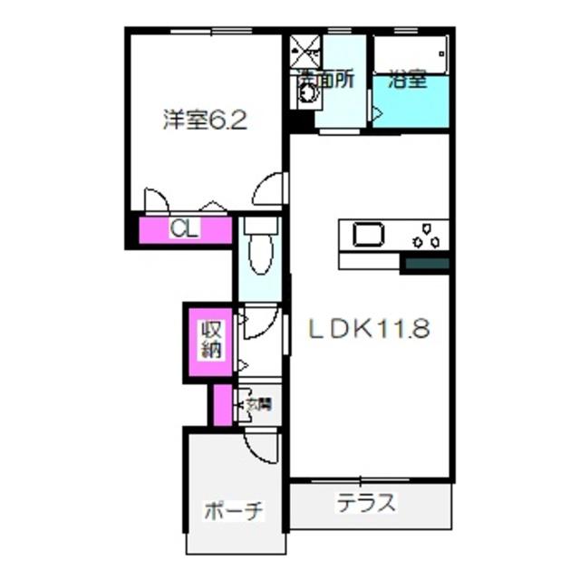 シャーメゾン北花田I(1LDK/1階)の間取り写真