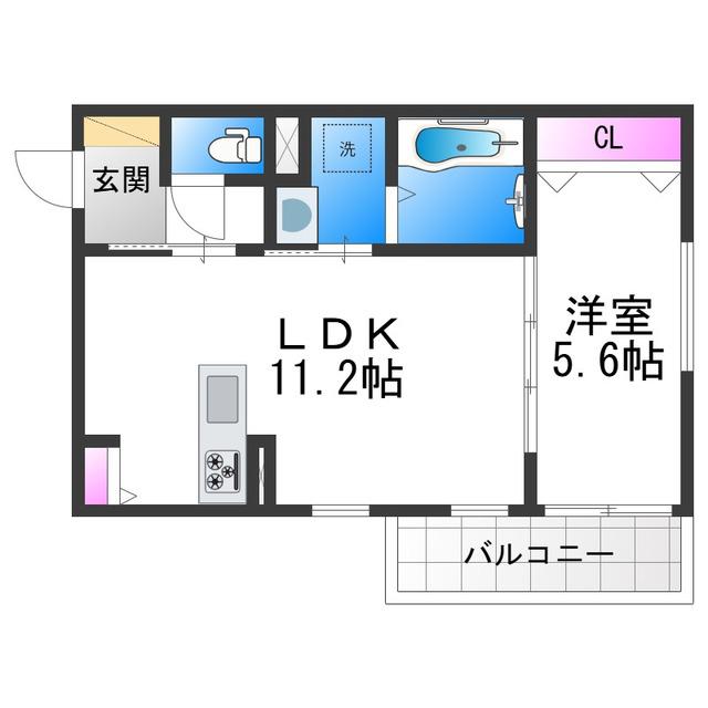 URBAN NESTS 天神ノ森(1LDK/1階)の間取り写真