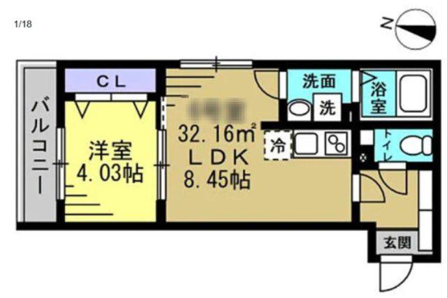 RUTILE吉川美南(1LDK/1階)の間取り写真