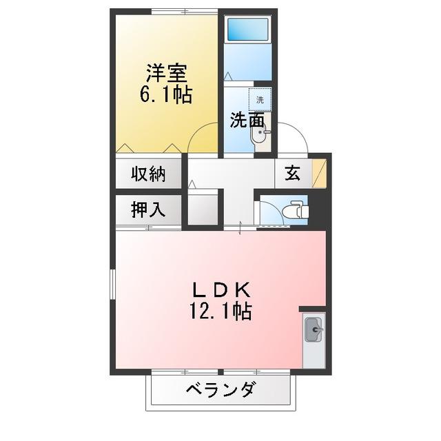 グランシャリオ(1LDK/2階)の間取り写真