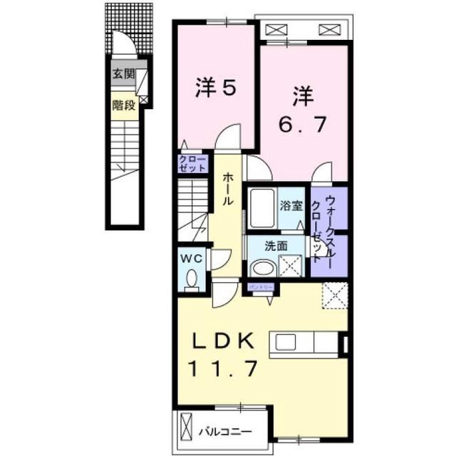 マーベラス B(2LDK/2階)の間取り写真