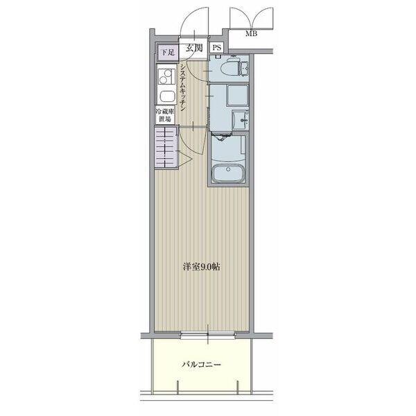 パルティール浅間町(1K/6階)の間取り写真