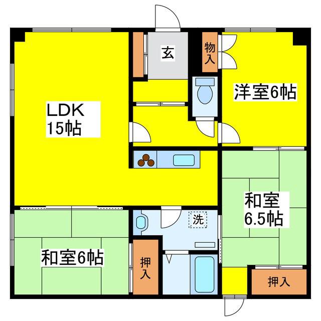  パールハイツ (3LDK/2階)の間取り写真