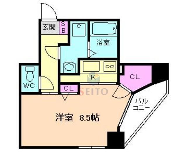 リバーコート(1K/2階)の間取り写真