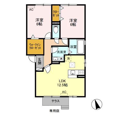 上越新幹線 燕三条駅 バス乗車時間：15分 最寄りバス停で下車 徒歩5分 2階建 築23年(2LDK/1階)の間取り写真