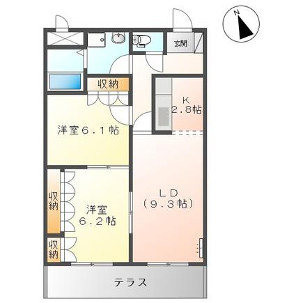 グランチェスタB(2LDK/1階)の間取り写真