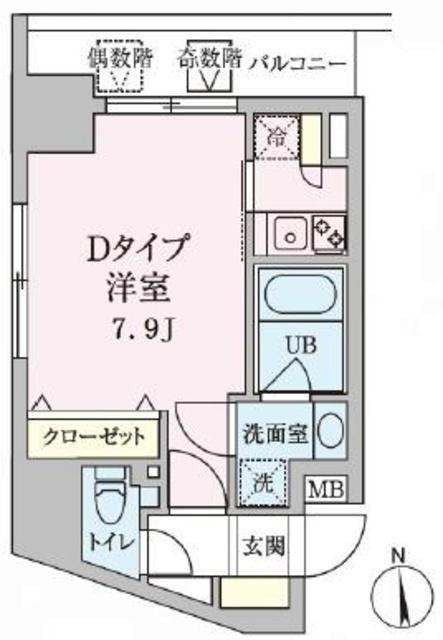 パークキューブ新板橋(1K/5階)の間取り写真