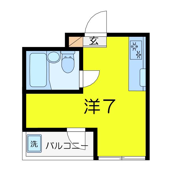シャトル大恵E(ワンルーム/2階)の間取り写真