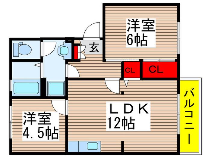 シトラスF棟(2LDK/2階)の間取り写真