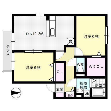 アメニティ壱番館(2LDK/1階)の間取り写真