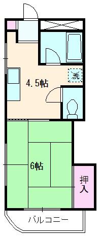 ベルハイツ朝霞台(1DK/5階)の間取り写真