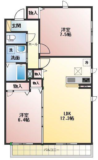 パークサウスコート(2LDK/2階)の間取り写真