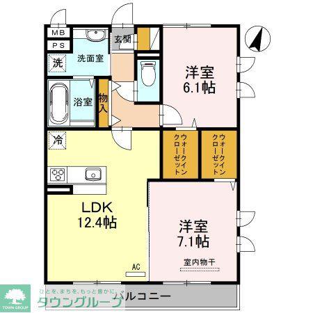 クラリスB(2LDK/3階)の間取り写真